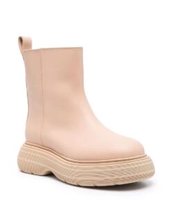 GIA COUTURE Leather Ankle Boots Nude