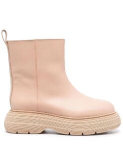 GIA COUTURE Leather Ankle Boots Nude
