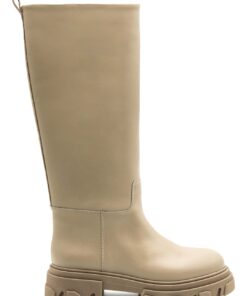 GIA COUTURE Leather Combat Boots Cappuccino
