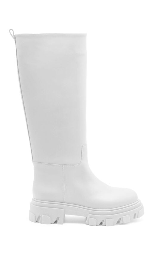 GIA COUTURE Leather Combat Boots White