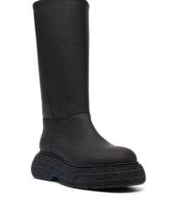 GIA COUTURE Leather Mid-Calf Boots black