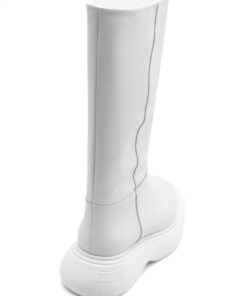 GIA COUTURE Leather Mid-Calf Boots white