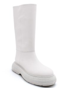 GIA COUTURE Leather Mid-Calf Boots white