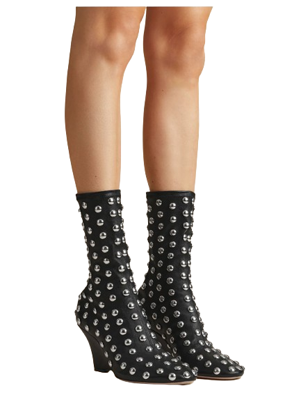 Khaite The Apollo Wedge Boot In Black Leather With Studs - NoΜa Concept