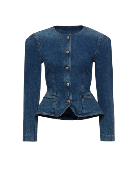 Magda Butrym Fitted Denim Peplum Jacket In Blue