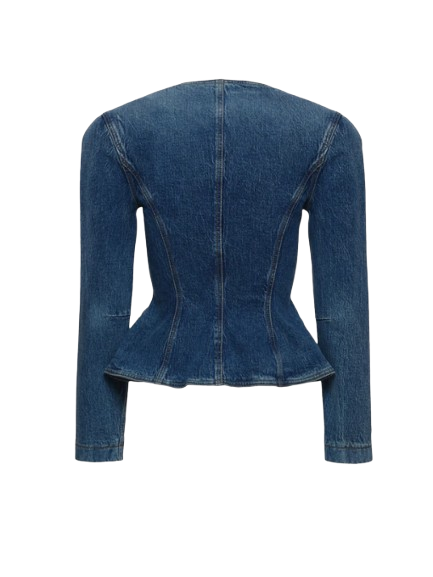 Magda Butrym Fitted Denim Peplum Jacket In Blue - Image 2