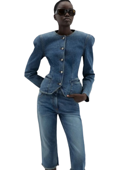 Magda Butrym Fitted Denim Peplum Jacket In Blue - Image 3