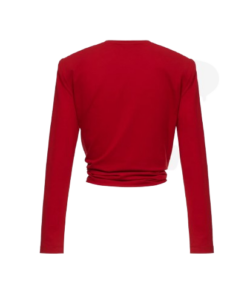 Alternative view of Magda Butrym Knotted Longsleeve Jersey Blouse In Red