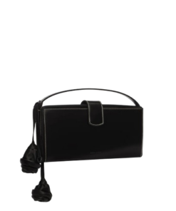 Alternative view of Magda Butrym Apolonia Bag In Black Leather With Flower Charm And Contrast Stitching