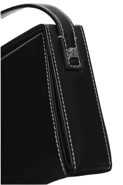Magda Butrym Apolonia Bag In Black Leather With Flower Charm And Contrast Stitching - Image 4