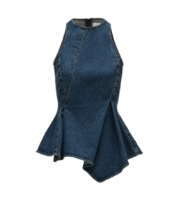 Magda Butrym Asymmetric Sleeveless Denim Top In Blue