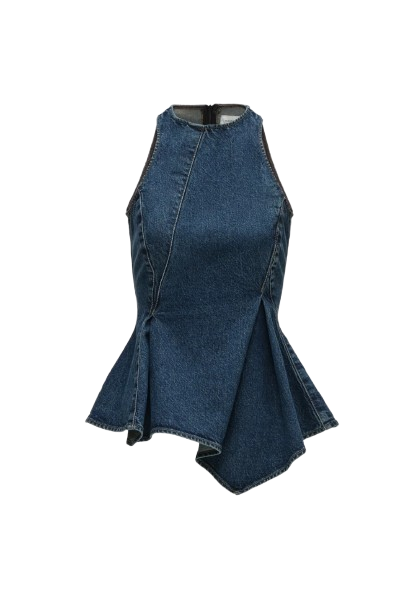 Magda Butrym Asymmetric Sleeveless Denim Top In Blue