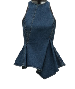 Magda Butrym Asymmetric Sleeveless Denim Top In Blue