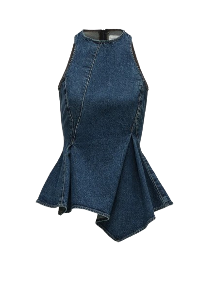 Magda Butrym Asymmetric Sleeveless Denim Top In Blue