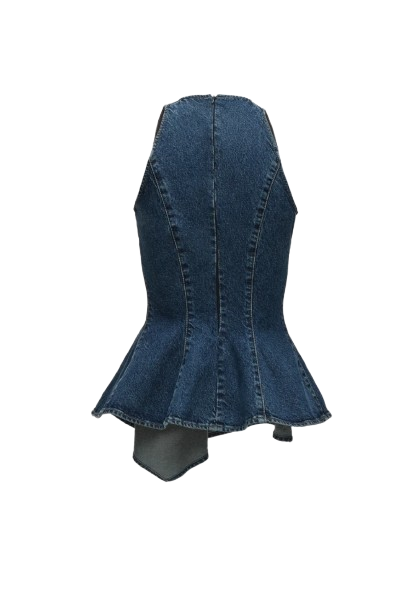Magda Butrym Asymmetric Sleeveless Denim Top In Blue - Image 2