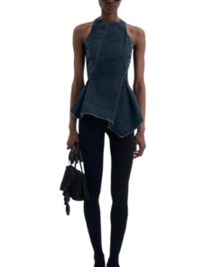 Magda Butrym Asymmetric Sleeveless Denim Top In Blue - Image 3