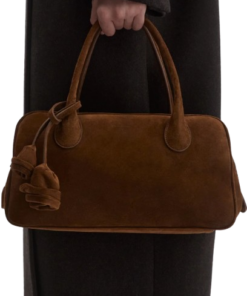 Magda Butrym Brigitte In Light Brown Suede With Flower Charm - Image 4