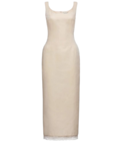 Magda Butrym Contoured Midi Dress With Lace Hem In Cream