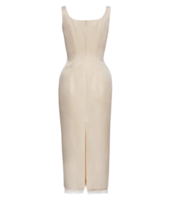 Alternative view of Magda Butrym Contoured Midi Dress With Lace Hem In Cream