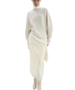 Magda Butrym Sequin Straight Skirt In Cream - Image 3