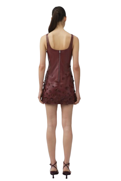 Simkhai Talen Floral Leather Mini Dress - Image 3