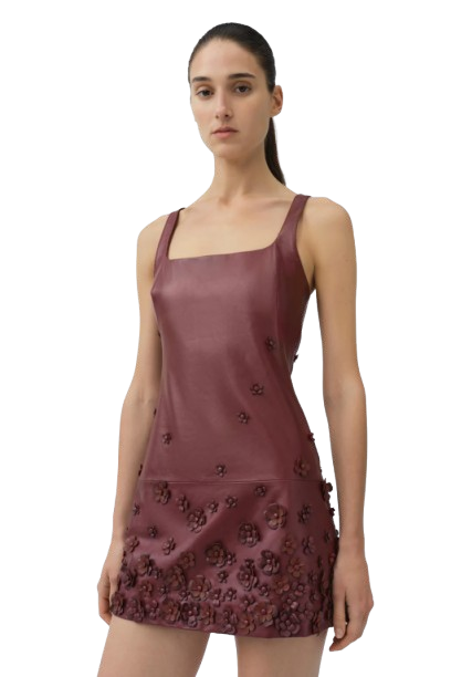 Simkhai Talen Floral Leather Mini Dress - Image 4