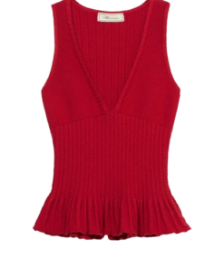 Blumarine Cable-Knit Peplum Top