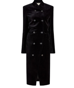 Khaite Rolon Coat In Black Velvet