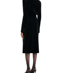Khaite Rolon Coat In Black Velvet - Image 3