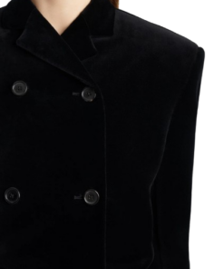Khaite Rolon Coat In Black Velvet - Image 5