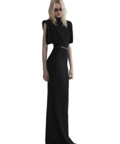 Mugler Black Draped Sleeveless Gown - Image 3