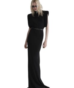 Mugler Black Draped Sleeveless Gown - Image 4