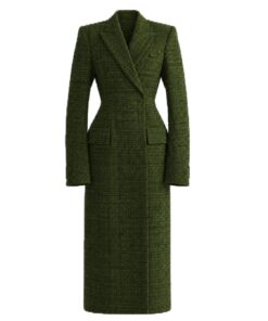 Mugler Green Tweed Hourglass Coat