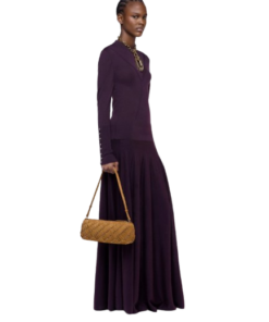 Rabanne Baguette Bag In Camel Nubuck Leather And Gold Finishing - Image 4