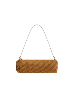 Rabanne Baguette Bag In Camel Nubuck Leather And Gold Finishing