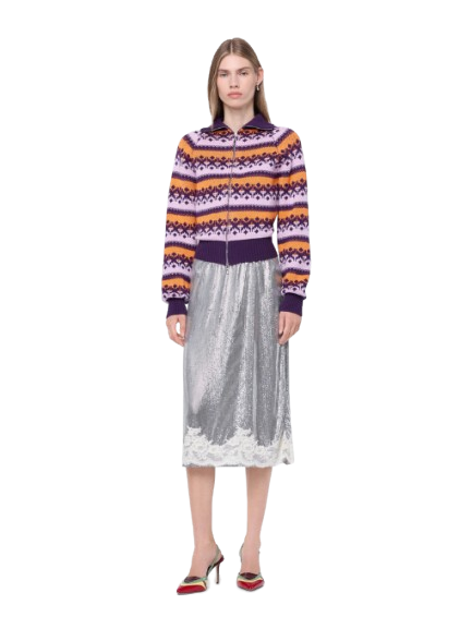 Rabanne Cardigan In Pink Vintage Jacquard Wool - Image 2