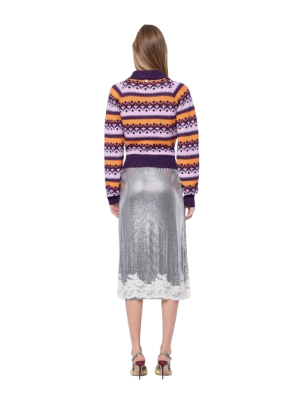 Rabanne Cardigan In Pink Vintage Jacquard Wool - Image 3