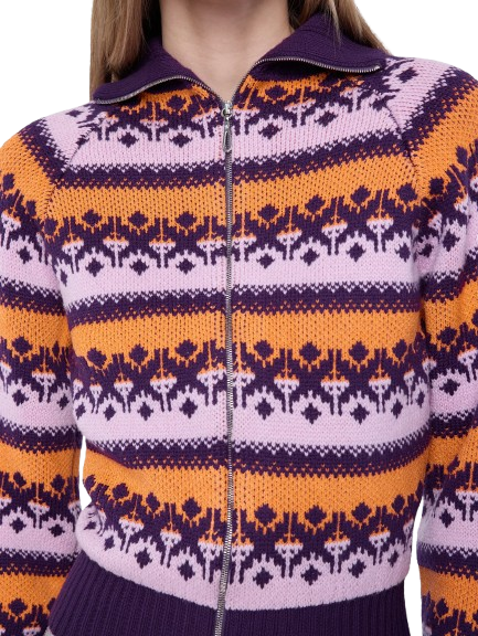 Rabanne Cardigan In Pink Vintage Jacquard Wool - Image 5
