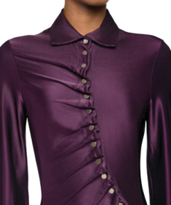 Rabanne Draped Mini Magenta Dress In Jersey - Image 3