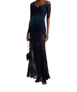 Alternative view of Rabanne Short-sleeve Navy Blue Trompe-l'œil Lace Top