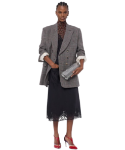 Rabanne Tailored Blazer Jacket In Grey Tartan Wool - Image 4
