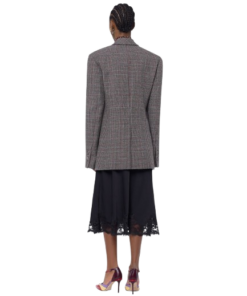 Rabanne Tailored Blazer Jacket In Grey Tartan Wool - Image 3