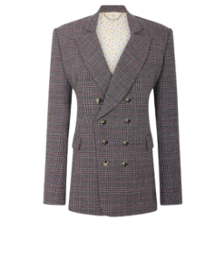Rabanne Tailored Blazer Jacket In Grey Tartan Wool