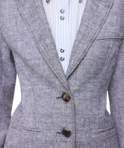 Rabanne Tailored Blazer Jacket In Heather Grey Wool - Image 7