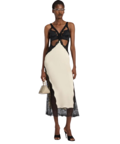 Alternative view of The Attico Black And Ivory Midi Dress
