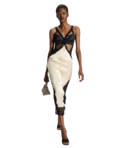 The Attico Black And Ivory Midi Dress - Image 4