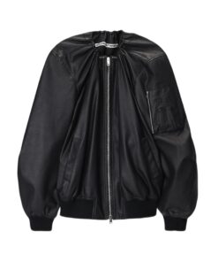 Alexander Wang Leather Scoop Neck Bomber Jacket