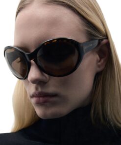 Alternative view of Magda Butrym Big Round Sunglasses In Tortoise With Brown Lenses