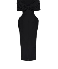 Alternative view of Magda Butrym Draped Collar Gown With Sculpted Waist in Black