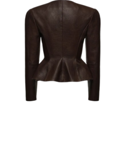 Magda Butrym Fitted Leather Peplum Jacket in Brown - Image 2